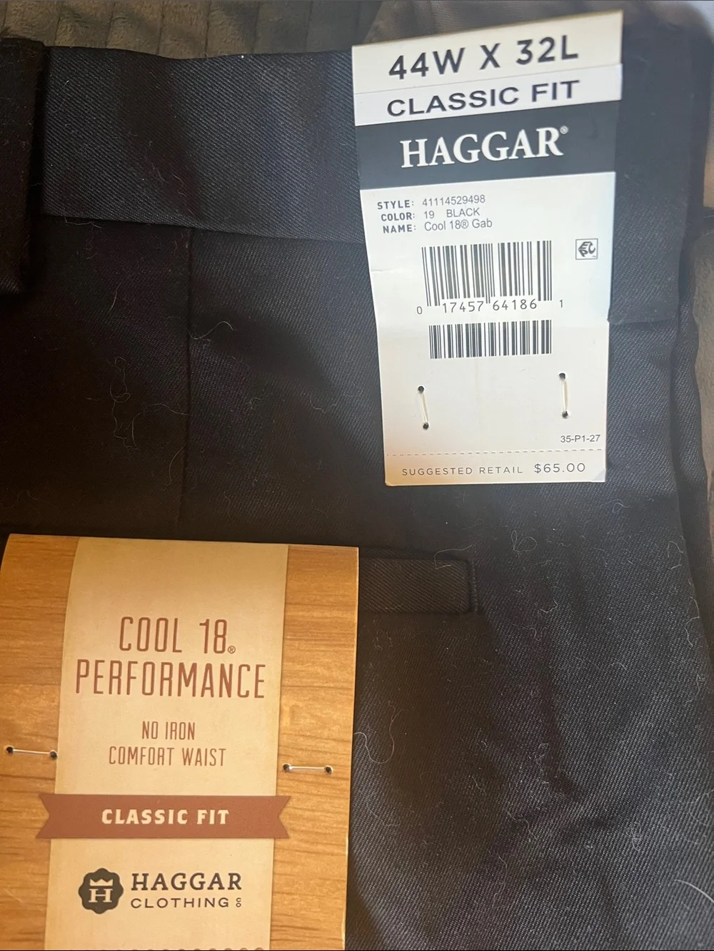 Haggar Black Dress Pants - Flat Front Formal Trousers